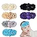 Ever Fairy Chiffon Lace Flower Baby Girls Turban Headband Head Wrap With Pearl