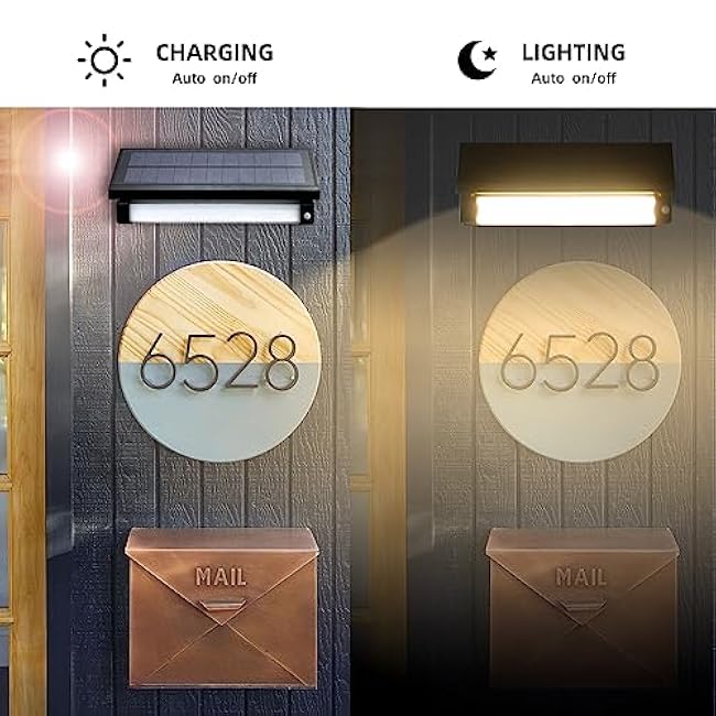 Aluminum 1000lumens 3Modes Adjustable Warm White and Cold White Solar Wall Light Outdoor Solar Sconce Motion Sensor Waterproof Exterior House Number Light for Fence, Patio, Porch, Yard