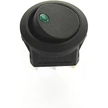 Mini Toggle Press Button Rocker Flick Switch, 5Pcs 250V Round Rocker Switch Toggle On-Off 2 Position 3 Pins Multicolor LED KCD1Gr n