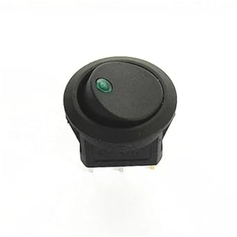 Mini Toggle Press Button Rocker Flick Switch, 5Pcs 250V Round Rocker Switch Toggle On-Off 2 Position 3 Pins Multicolor LED KCD1(Grün)