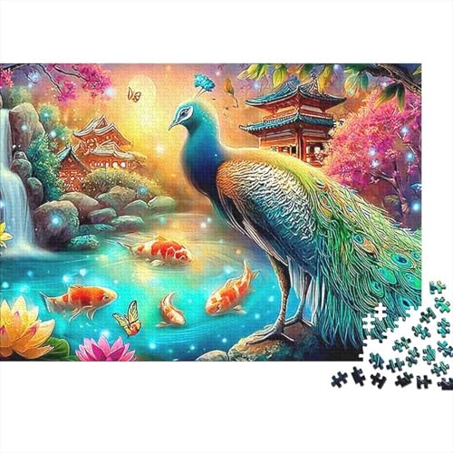 Rompecabezas de 1000 piezas de pavo real, ideal para tardes de entretenimiento sostenible