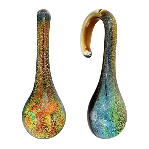 YOFANST 2pcs Handmade Glass Tapers Ear Weights Splatter Droplet Hooked Piercing Gauges 8G, Yellow