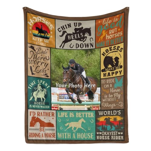 Albrayst Manta personalizada de caballos para niñas, manta personalizada con foto para sofá, dormitorio, sala de estar, 40 x 50 pulgadas