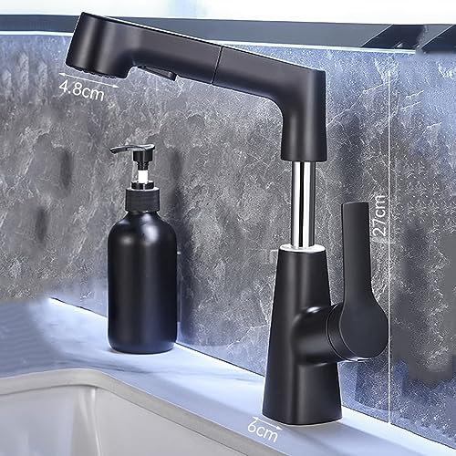 Robinet de lavabo rotatif 360° gris et blanc avec douchette extractible pour salle de bain