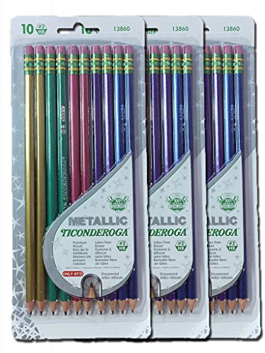 Dixon Ticonderoga Metallic Wood-Cased #2 2HB Pencils, Pre-Sharpened, 30 pack, 13860