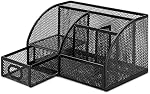 Amazon Basics Pen Holder and Desk Organizer, Office Caddy Storage, Black, 23.11 x 14.99 x 13.97 cm