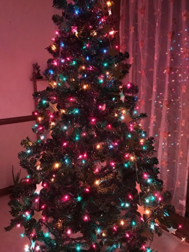 Honbay 2Pcs Silver Double Side Glitter Paper Star Garland Christmas Galaxy Banner Christmas Garland - 4 Inch In Diameter,13 Feet Long / Pcs (Silver) #TOP4