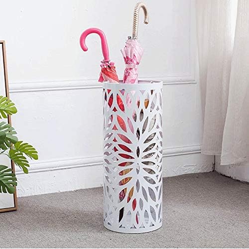 Metal Umbrella Holder, Umbrella Stand with Water Tray and Hooks, Round Umbrella Stand Rack, Free Standing Umbrella Holder, for Canes Walking(Black)