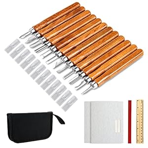 AUGSUN Wood Carving Knife Set – 20 PCS Hand Carving Tool Set for DIY Sculpture Carpenter Experts & Beginners