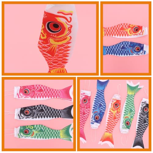 Carpe japonaise suspendue en tissu tricoté anti-intempéries aux couleurs vives x10 - 8
