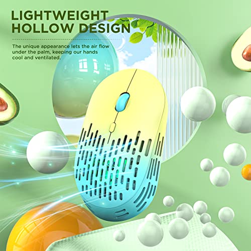 Rapique Bluetooth Wireless Mouse, Dual Mode Rechargeable Silent Computer Mice With 2.4G Type C Receiver, Usb C Cordless Mouse For Macbook, Laptop, Ipad Pro, Imac, Chromebook, Tablet(Yellow To Cyan) #TOP1