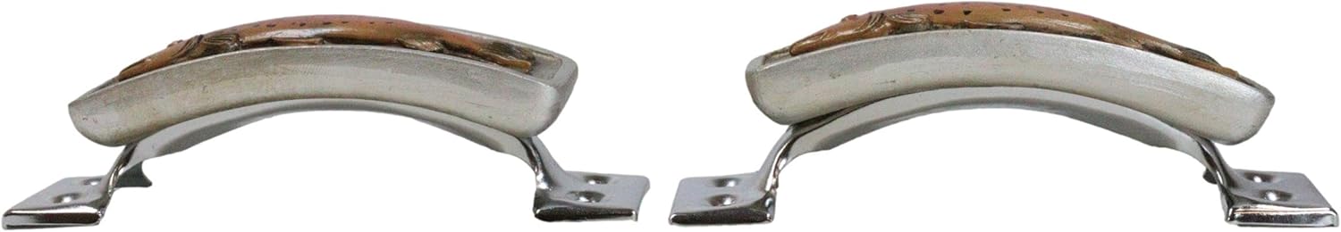 Ebros 5" Wide Set of 2 Country Western Marine Nautical Fishing Catch of The Day Fish Sculpted Resin On Metal Hardware Base Drawer Pulls Cabinet Door Furniture Bar Pull Knobs