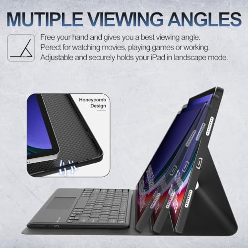Image of Keyboard Case for OnePlus Pad 11.61 inch 2023 Folio Back Cover with Large Trackpad, 7 Color Backlit, Magnetically Detachable Wireless Keyboard, Pencil Holder, Multi-View Angle, Tri-Fold Design