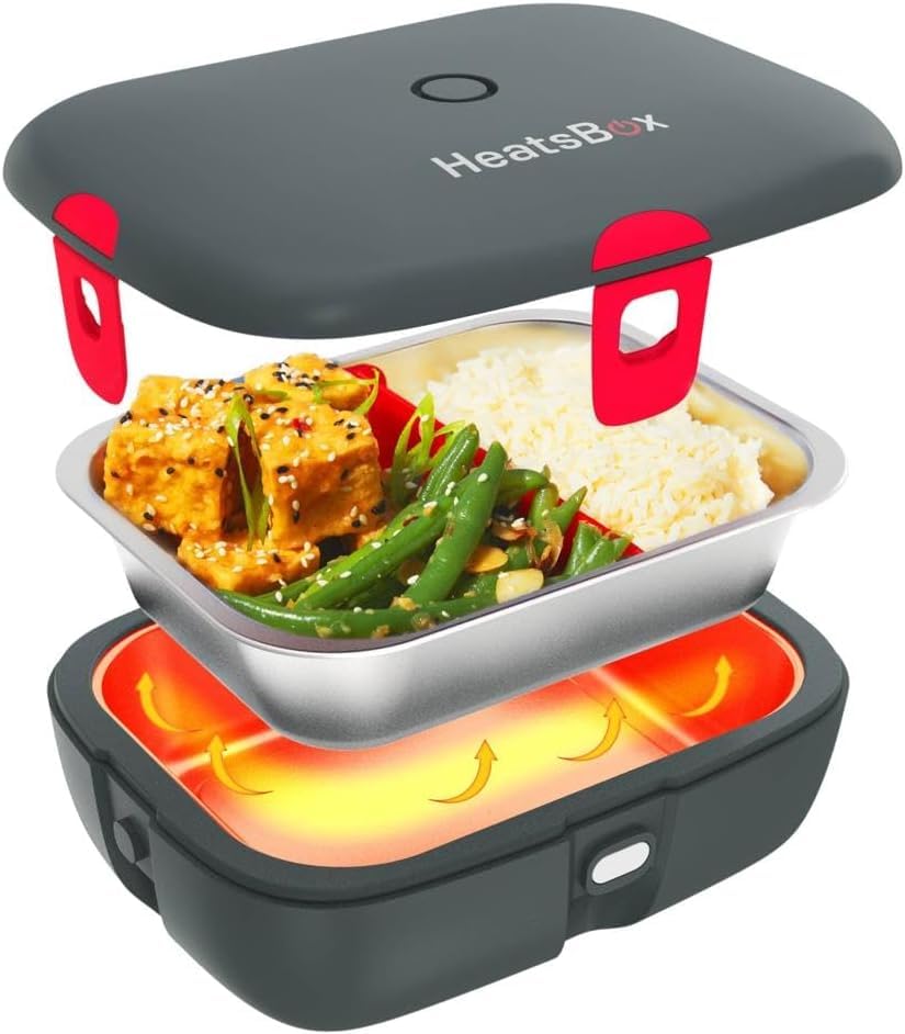 Faitron HeatsBox Drive Electric Lunch Box for Car, Camping & Truck - App-Controlled Food Warmer, Leakproof Stainless Steel Bowl, Durable Design for On-The-Go Meals, 12/24V Compatible, Quick Heating