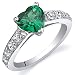 Simulated Emerald Ring Sterling Silver Rhodium Nickel Finish Heart Shape 1.00 Carats Size 7