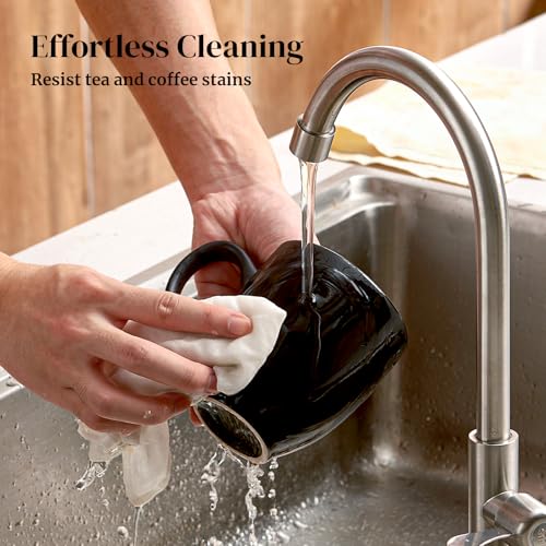 DOWAN Coffee Mugs, Black Coffee Mugs Set of 6, 16 oz Ceramic Coffee Cups with Large Handles for Men Women, Porcelain Big Mug for Tea Latte, Mug Gifts for Home Office Party - Image 5