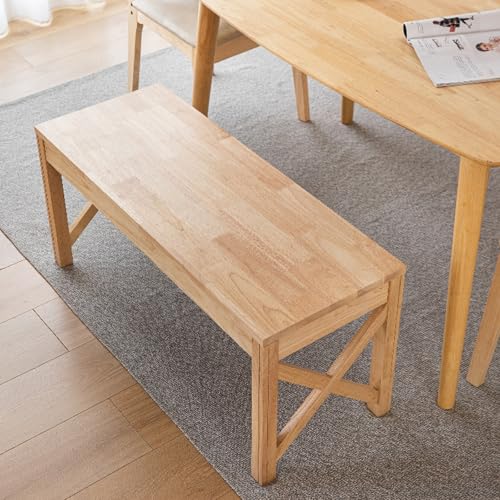 Banco de madera maciza campestre para comedor pasillo y dormitorio 7