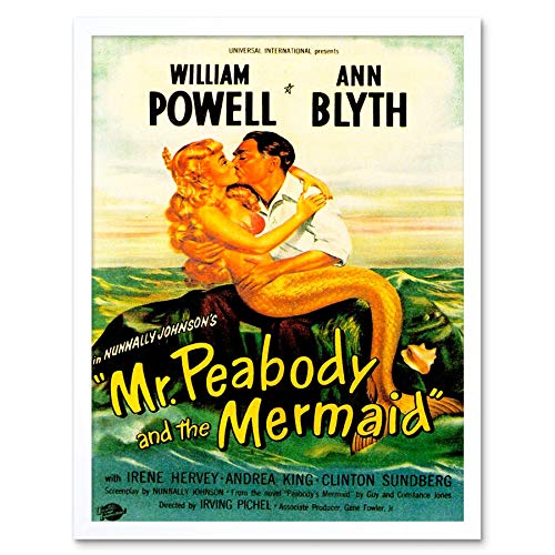 Wee Blue Coo Vintage Movie Film Mr Peabody Mermaid Powell Blyth Art Print Framed Poster Wall Decor 12X16 Inch