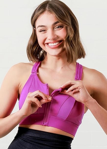 Image of Brachy Women's High-Impact Velcro Sports Bra: Adjustable, Front-Zip for Yoga, Gym & Workout