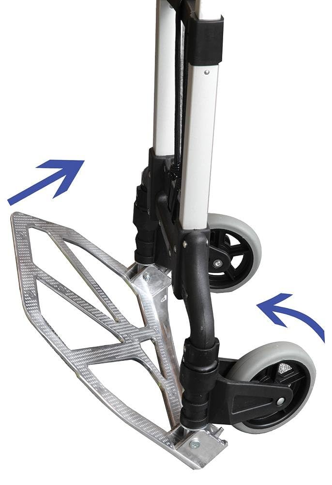 Handkarre klappbare Sackkarre Aluminium Trolley Faltbare Cart mit Teleskopgriff, 2 Gummirädern & Bungee-Seil für Gepäck, Reisen, Auto, Umzug, Airport, Einkaufen und Büro