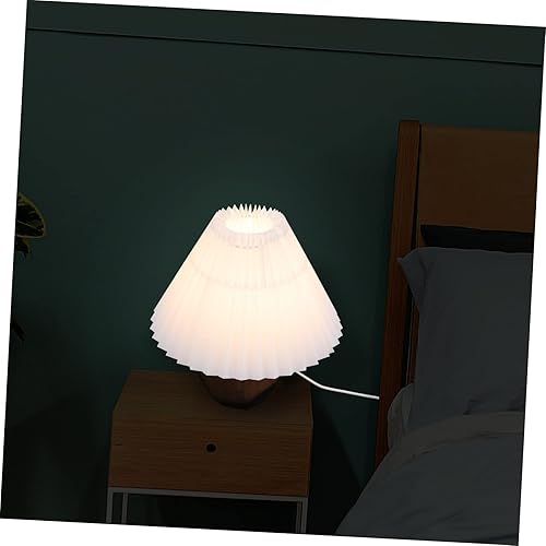 Miniatura 5 de Angoily Lámpara de mesa plisada de cerámica, lámpara de noche, lámpara de noche para sala de estar, lámpara de noche de granja, mesita de noche de