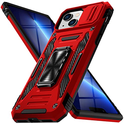 mneudedu �Ή� iPhone 13 mini �p�� �P�[�X �����O �ϏՌ� �ԍڃz���_�[�Ή� �J�����ی� ���h�~ �ČRMIL�K�i �g�уJ�o�[ ����~�� �w��h�~ ��� �^���h �^�t�E�A�[�}�[ ������� TPU+PC�ގ� �� 111�EIP13MI�EH