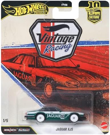 Hot Wheels Premium Car Culture Jaguar XJS Modellauto 1:64 | Vintage Rennwagen Sammlerstück mit Real Riders Reifen und Metall-Karosserie und Fahrgestell, JKF02