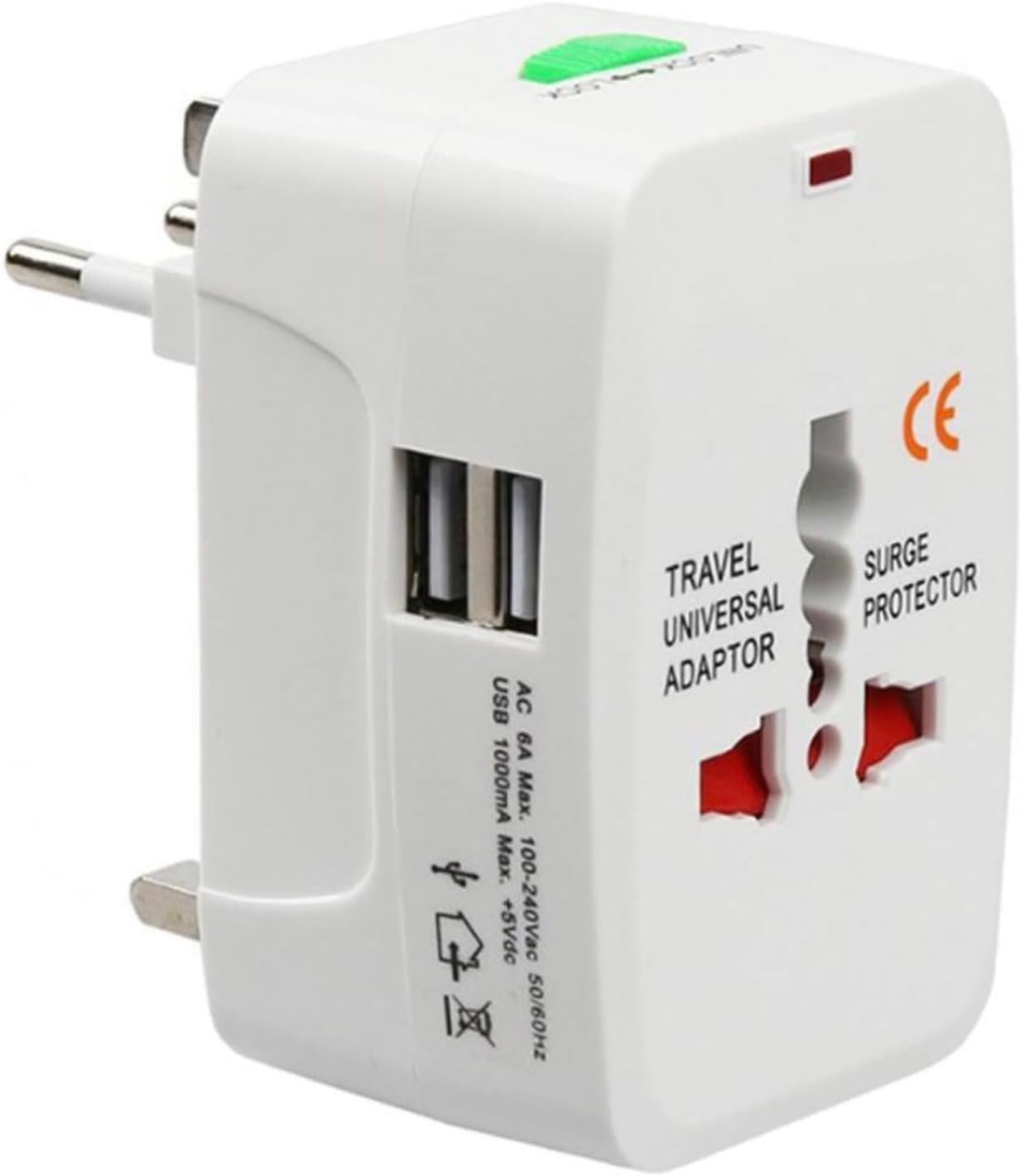 Zillion Global Worldwide Universal All-in-One Worldwide International Travel Adapter with 125V 6A,250V Electrical Protected Plug (Travel Adapter with Dual USB)