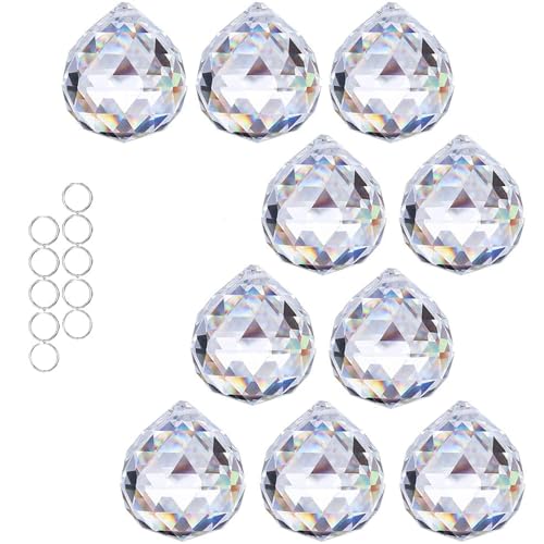 Boules de cristal prisme 40 mm lot de 10 attrape-soleil pour lustres et fenêtres