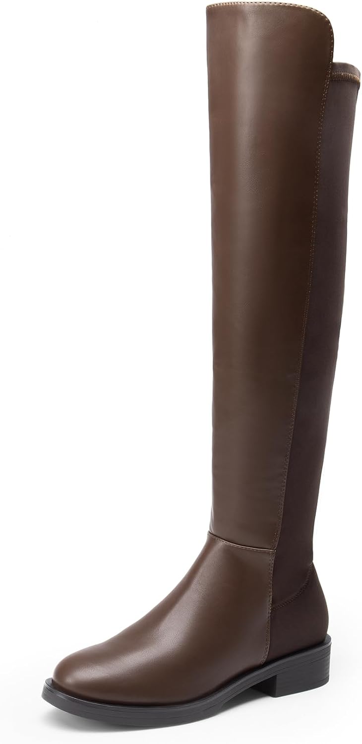 DREAM PAIRS Women's Knee High Boots, Platform Chunky Heel Thigh High Fashion Over The Knee Boots, SDOB2407W