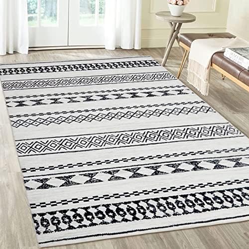 COZYLOOM Moroccan Area Rug Boho Geometric Distressed Rug for Living Room Soft Washable Bedroom Rugs Tribal Non-Shedding Entryway Rug Anti-Slip Foldable Carpet Dining Room Home Office Area Rug 4 x 6 FT