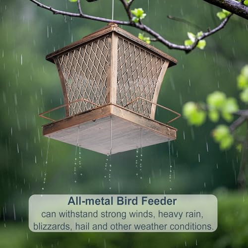 Bird Feeder Outdoors Hanging, 4 lbs Large Capacity Metal Wild Bird Feeders by MYITYARD - Used condition - Image 7