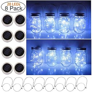 Solar Mason Jar Lid String Lights, 8 Pack 20 Led String Fairy Star
