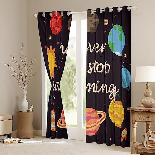 Homemissing Solar System Curtains for Bedroom Living Room Kids Outer Space 30%-50% Blackout Curtains Universe Planets Window Drapes Galaxy Window Treatments Nebula W46*L72 - Image 3