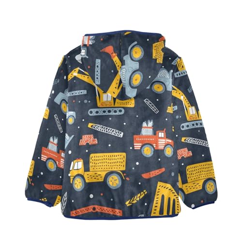 Boys Girls Fleece Jacket Cartoon Excavator Truck Kids Warm Hooded Outwear Coat2