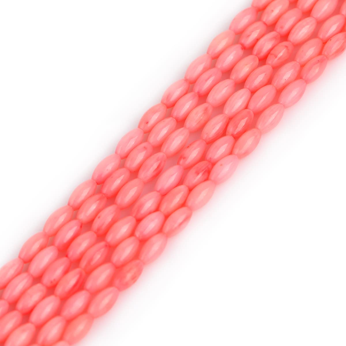 Gem-Inside 4x8mm Olivary Gemsone Pink Coral Loose Beads for Jewellery Making Strand 15'' Inch