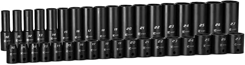 Capri Tools 1/2 in. Drive Shallow and Deep Impact Socket Set, Metric, 10 to 27 mm, 36-Piece
