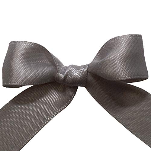 Image of Morex Ribbon 08816 /50-017 Double Face Satin Ribbon, 3 /8 inchx 50 Yd, Metal Grey