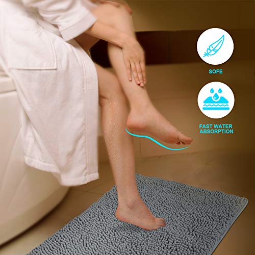 Secura 47″ x 28″ Bathroom Rugs – Ultra-Soft Absorbent Chenille Bath Mat, Machine Washable & Non-Slip Bath Mats for Bathroom, Shower, Tub & Home Decor (Gray)