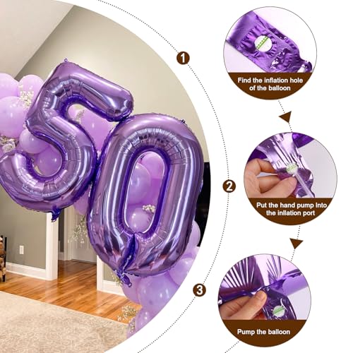 Image of 10 Balloon 40 inch Purple Number Balloons for 10 Birthday Party Decorations | Saturated Color, Large 40 in, With Straw & Hanging Hole, For Back-to-School Season, Wedding, Christmas, New Year, Anniversary