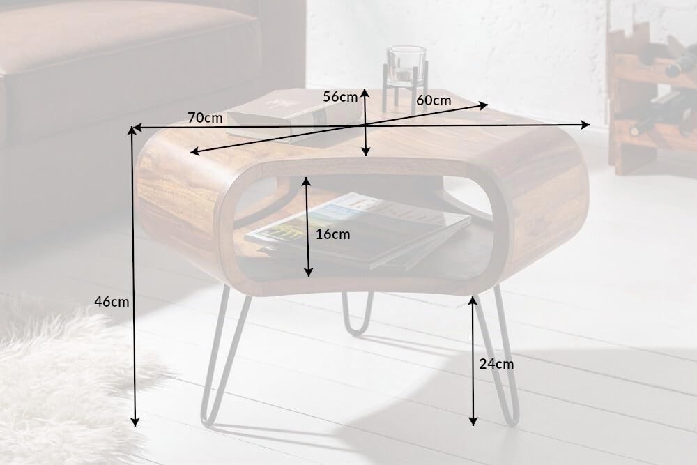 Couchtisch ORGANIC LIVING 70cm - schwarz natur - Sheeshamholz