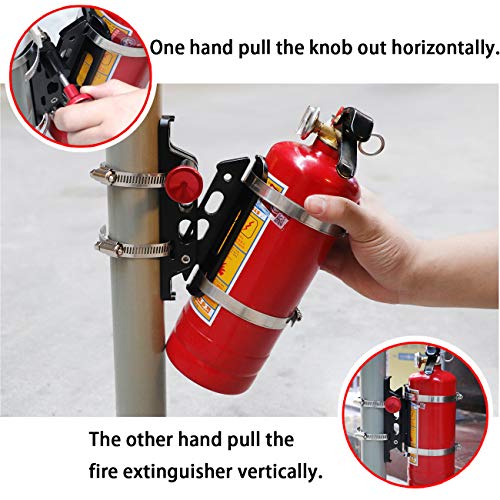 KOLEMO Upgrade Aluminum Quick Release Adjustable Roll Bar Fire Extinguisher Mount Holder with 8 Clamps Compatible with for Jeep Wrangler UTV Polaris RZR Home and Office etc