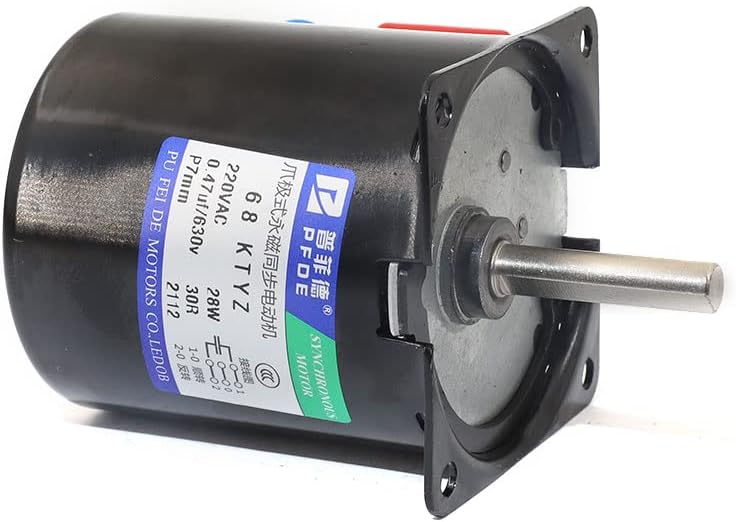 High Torque Permanent Magnet Synchronous Motor 68KTYZ 28W 220V AC Eccentric Shaft 7mm Metal Geared Reducer Electric Motor - (Speed: 10rpm)