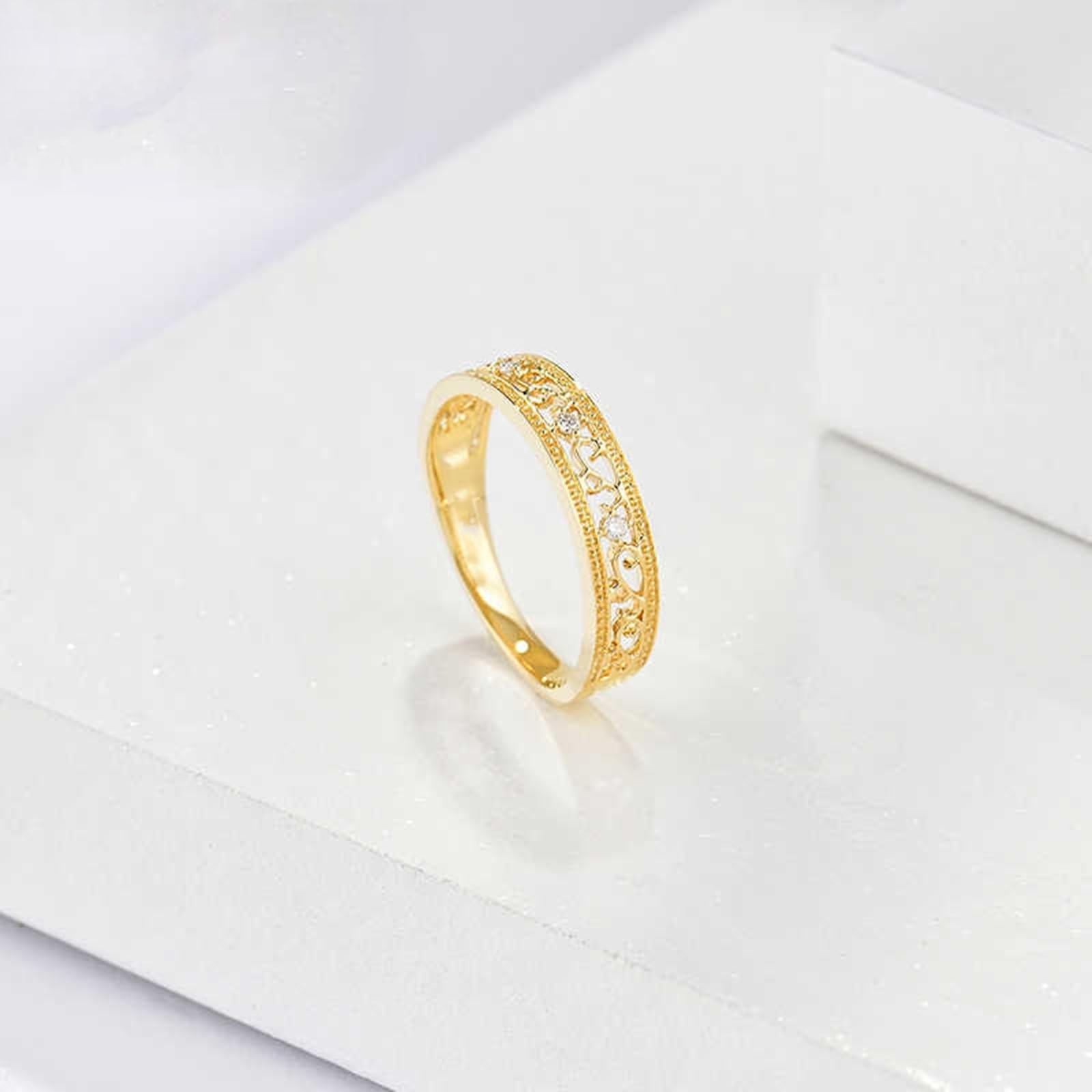 Anillo de boda para mujer, oro auténtico, con diamante de 0,03 quilates, 4,3 mm, anillo de boda para mujer