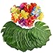 Produktbild Maleya 60 STÜCKE Künstliche Tropische Nachahmung Pflanzenblatt Hibiscus Hawaiian Party Theme Tropische Party Dekorationen, Tropische Palme Monstera Blätter und für Dschungel Strand Thema Zubehör