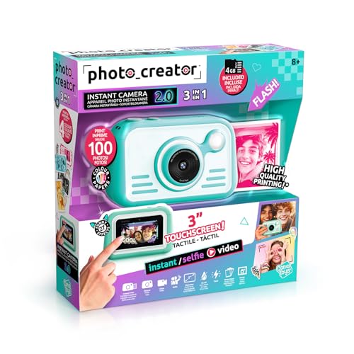 Canal Toys Photo Creator Instant Print Kamera 2.0 – Digitalkamera mit Touchscreen, Flash, Ringlicht & Sofortdruck (Ohne Tinte) – Ideal für Fotos &...