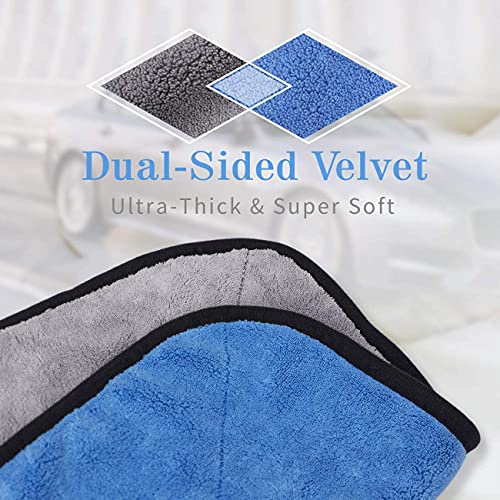Image of Auto Hub 400 GSM, Microfiber Double Layered Cloth 30x40 Cms 4 Piece (Blue) Cloth Set, Extra Thick Microfiber Cleaning Cloths Perfect for Bike, Auto, Cars Both Interior and Exterior.