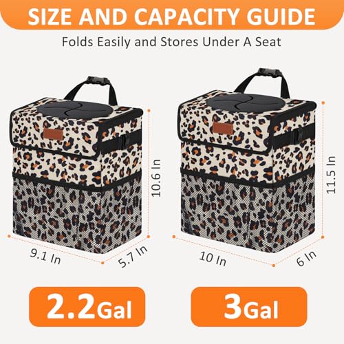 Image of Vankor Cute Car Trash Can for Car, Car Accessories for Women Interior Car Can Trash Bag Hanging Automotive Car Garbage Cans Leopard Pattern