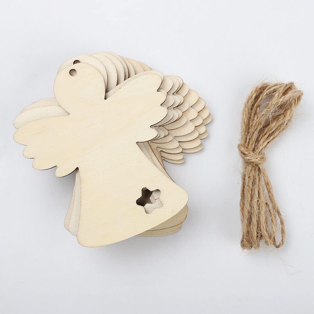EliteKoopers MDF Wooden Xmas Hanging Decor Blanks Tags For Hanging Christmas Tree Craft Gift Ornament