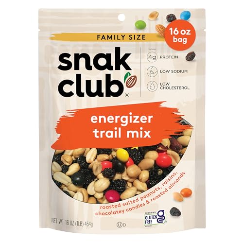 Snak Club Energizer Trail Mix with Roasted Salted Peanuts, Raisins,